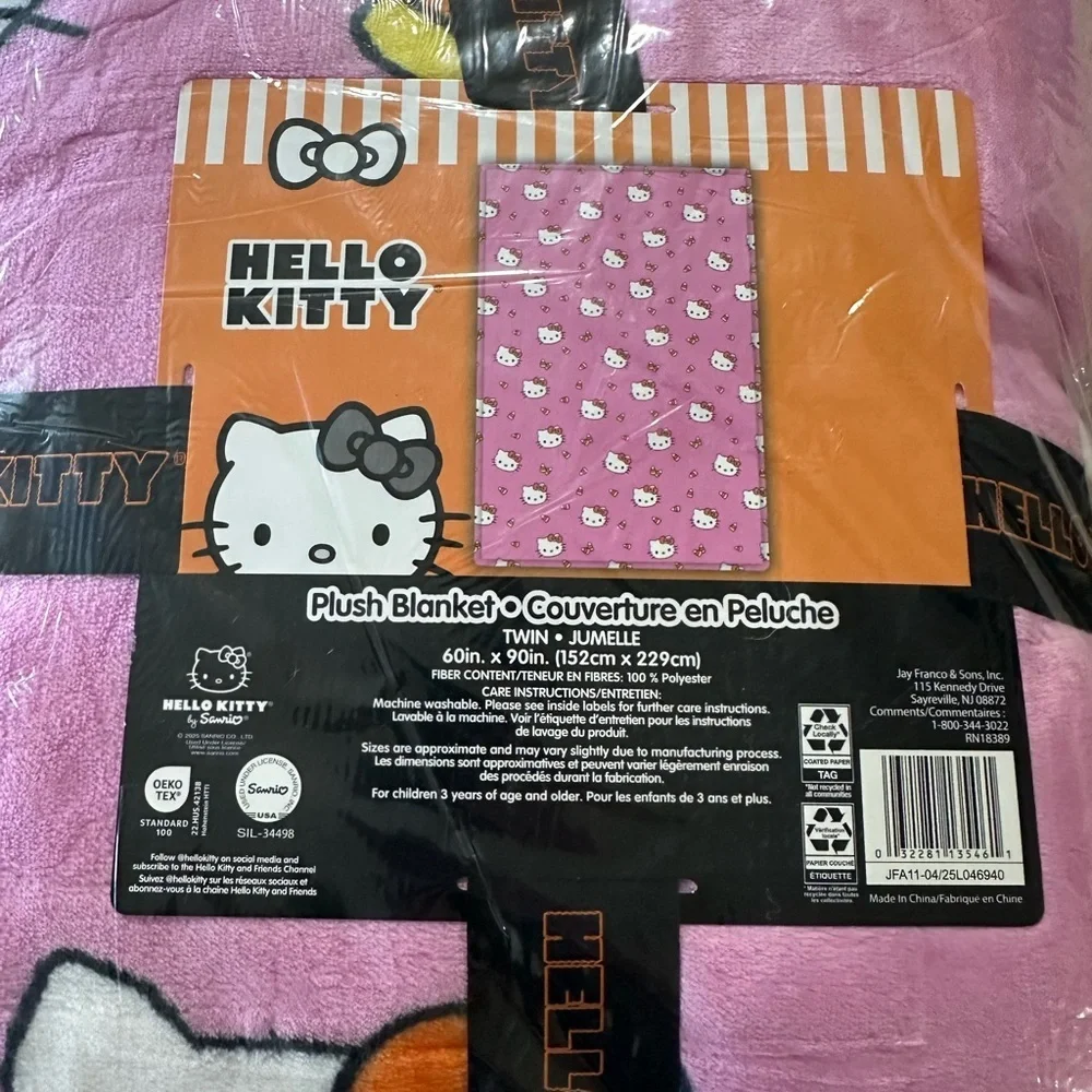Hello Kitty Halloween Candy Corn Pink Twin Size Plush Throw Blanket